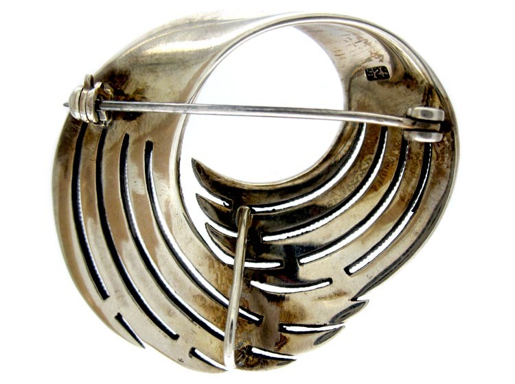 Silver & Marcasite Swirl Brooch