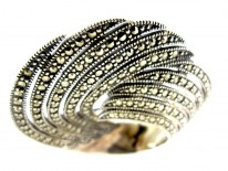 Silver & Marcasite Swirl Brooch