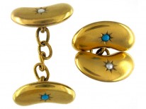 Kidney Bean 15ct Gold Cufflinks