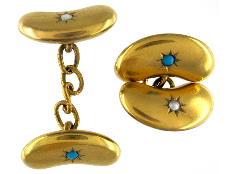 Kidney Bean 15ct Gold Cufflinks