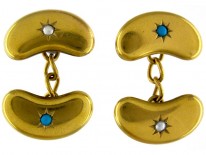 Kidney Bean 15ct Gold Cufflinks