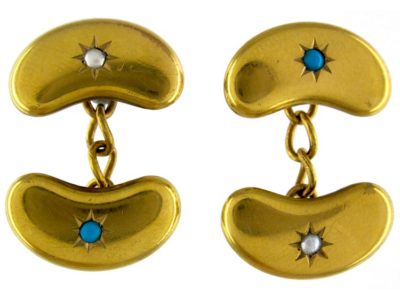 Kidney Bean 15ct Gold Cufflinks