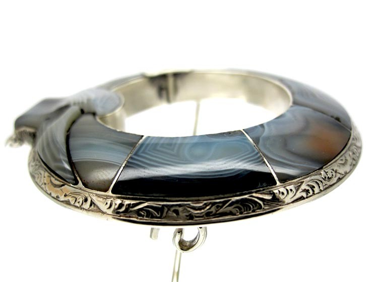 Scottish Silver & Grey Agate Brooch