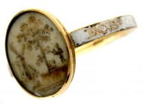 18ct Gold & White Enamel Georgian Memorial Ring