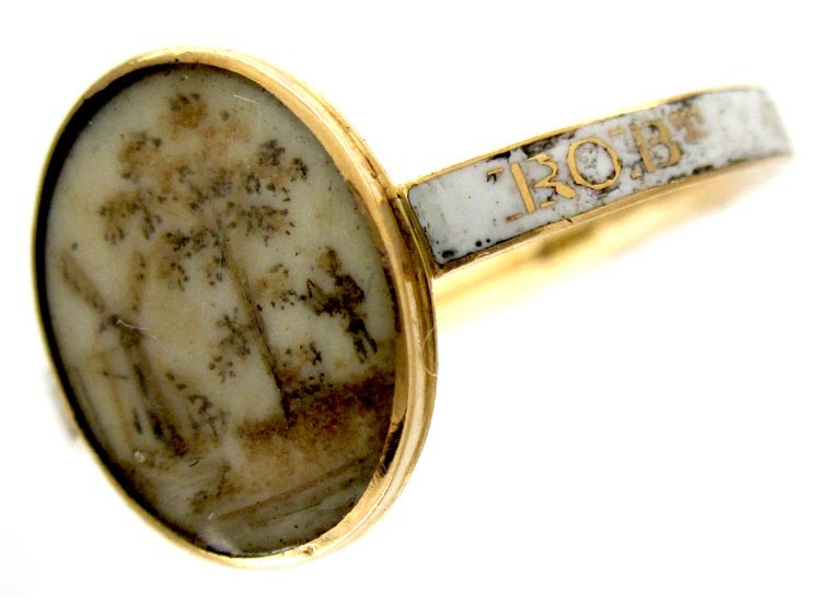 18ct Gold & White Enamel Georgian Memorial Ring