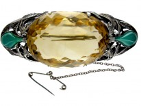 Arts & Crafts Silver, Citrine & Chalcedony Brooch by Bernard Instone