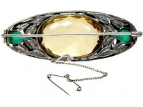 Arts & Crafts Silver, Citrine & Chalcedony Brooch by Bernard Instone