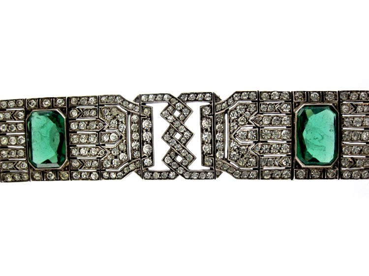 Art Deco Lazarus Paste Silver Bracelet