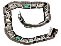 Art Deco Lazarus Paste Silver Bracelet