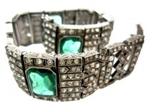 Art Deco Lazarus Paste Silver Bracelet