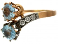 Aquamarine, Diamond Twist Ring