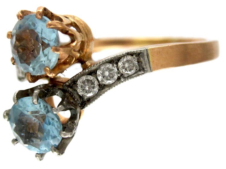 Aquamarine, Diamond Twist Ring