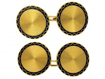French 18ct Gold Enamel Cufflinks