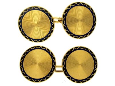 French 18ct Gold Enamel Cufflinks