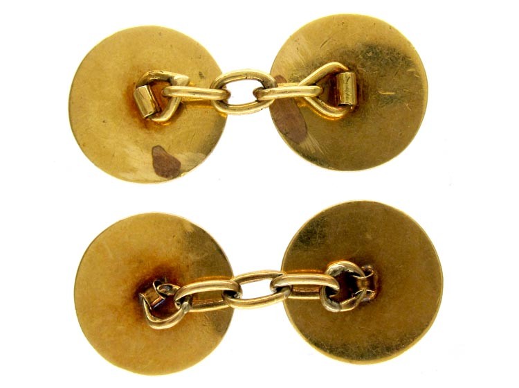 French 18ct Gold Enamel Cufflinks