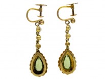 Peridot & Pearl 15ct Drop Earrings
