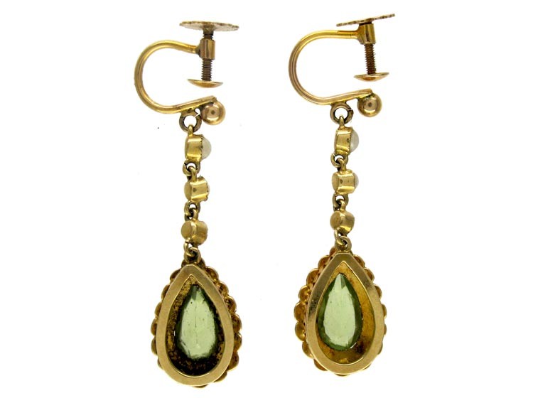 Peridot & Pearl 15ct Drop Earrings