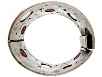 1960s Quartz & Rhodonite Cabochon Silver Cuff Bangle