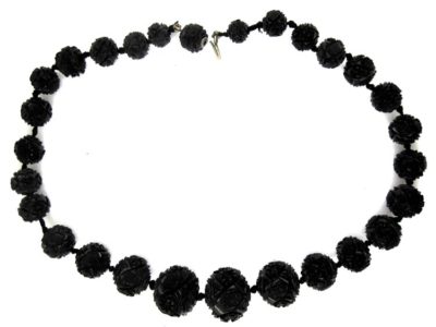Carved Jet Bead Necklace