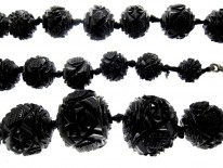 Carved Jet Bead Necklace