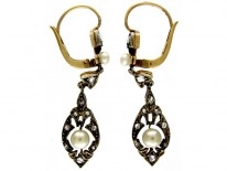 Diamond & Pearl Drop Earrings
