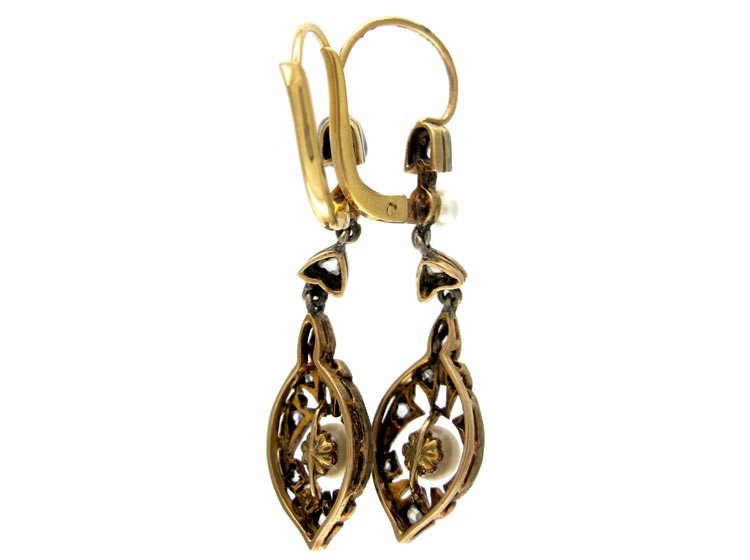 Diamond & Pearl Drop Earrings