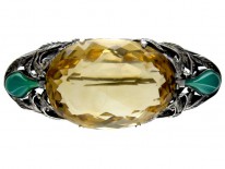 Arts & Crafts Silver, Citrine & Chalcedony Brooch by Bernard Instone