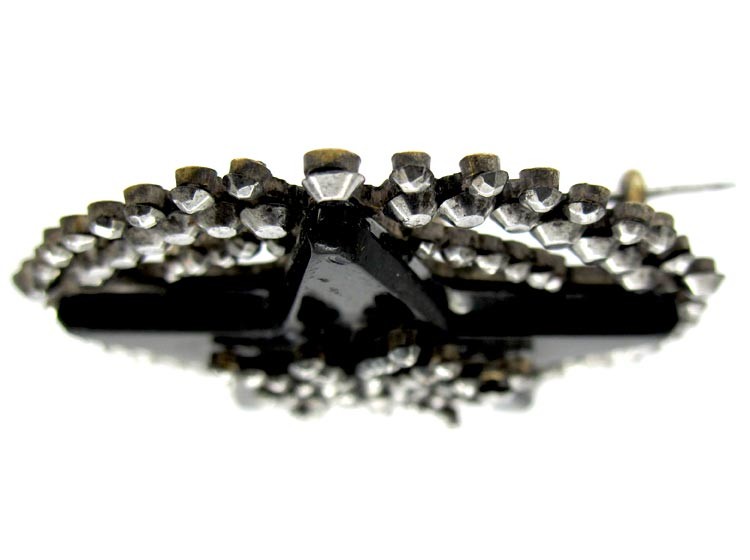 Cut Steel Vauxhall Glass Georgian Brooch