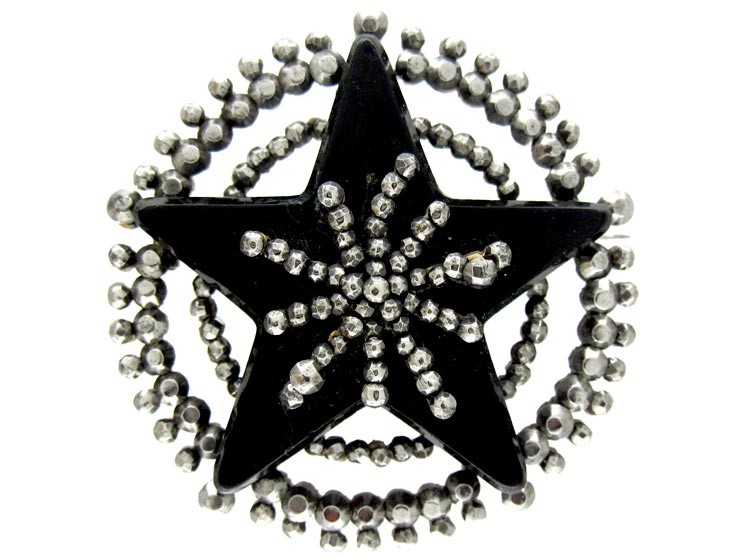 Cut Steel Vauxhall Glass Georgian Brooch