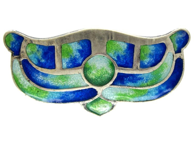 Art Nouveau Silver & Enamel Brooch