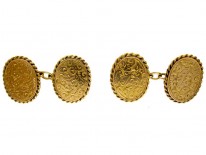 Victorian 9ct Gold Rope Edge Cufflinks