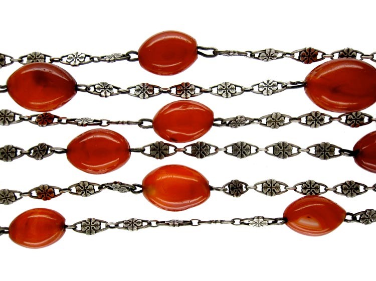 Carnelian & Silver Arts & Crafts Chain