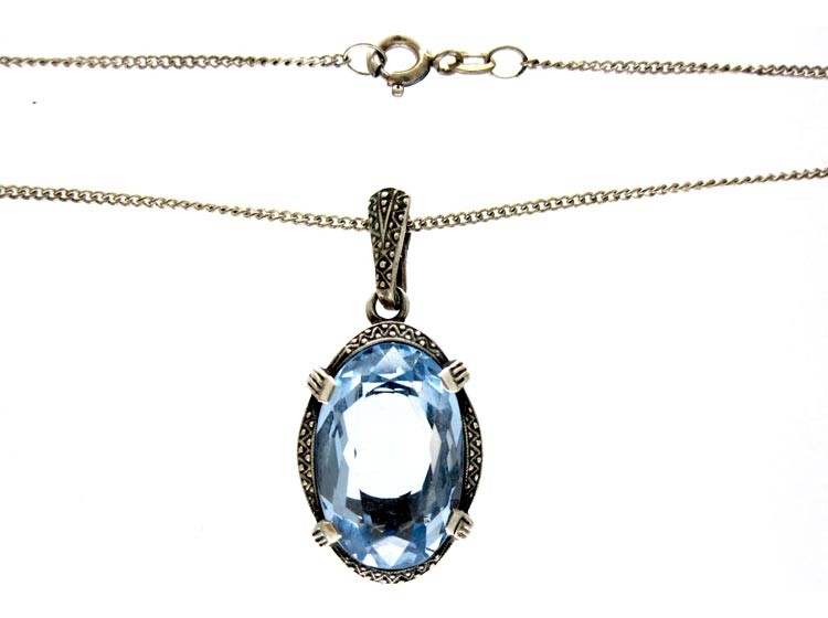 Silver & Blue Paste Pendant