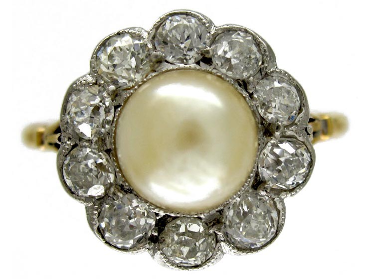 Diamond & Natural Pearl Ring