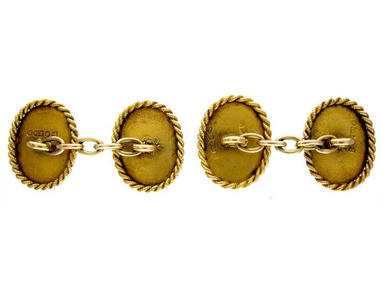Victorian 9ct Gold Rope Edge Cufflinks