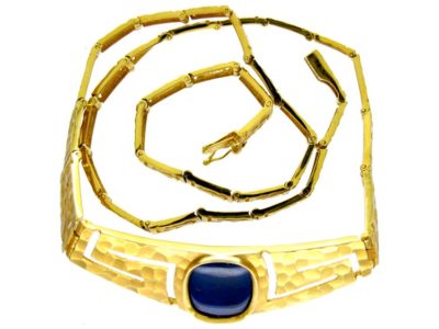 Lapis & 18ct Gold 1960s Gold Collar