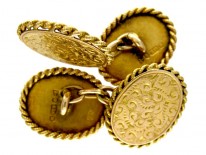 Victorian 9ct Gold Rope Edge Cufflinks