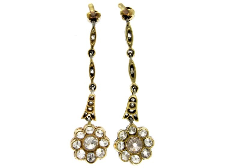Diamond Drop Cluster Earrings