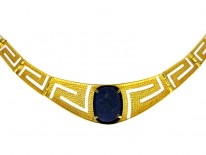 Lapis & 18ct Gold 1960s Gold Collar