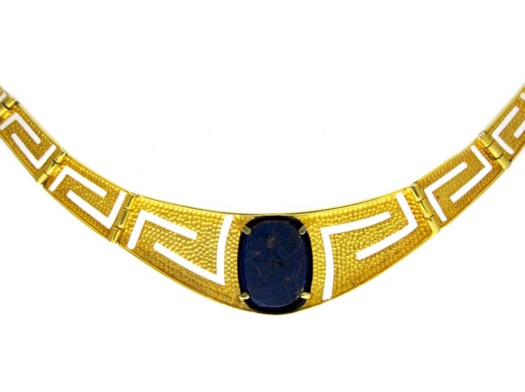 Lapis & 18ct Gold 1960s Gold Collar