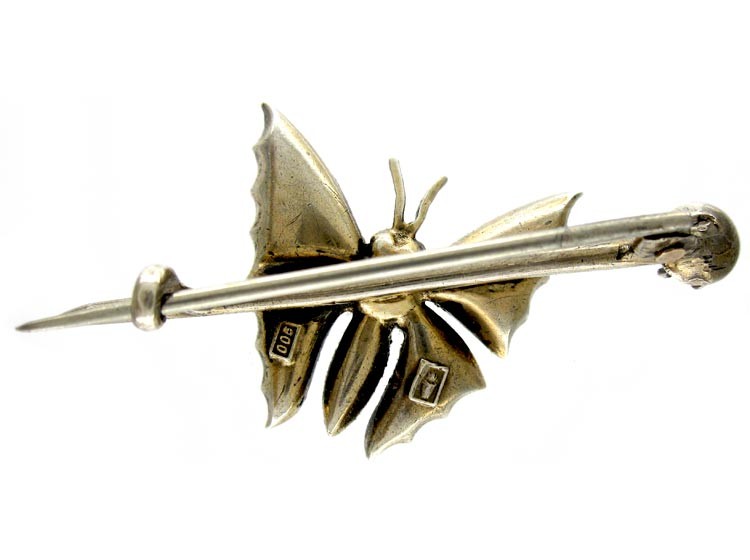 Paste Silver Butterfly Brooch
