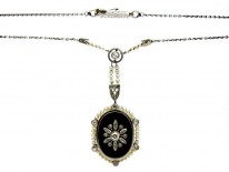 Diamond Art Deco Lapis Pendant