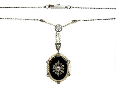 Diamond Art Deco Lapis Pendant