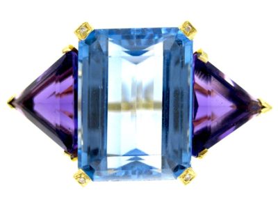 Blue Topaz & Amethyst Ring