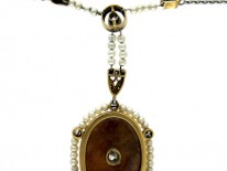 Diamond Art Deco Lapis Pendant