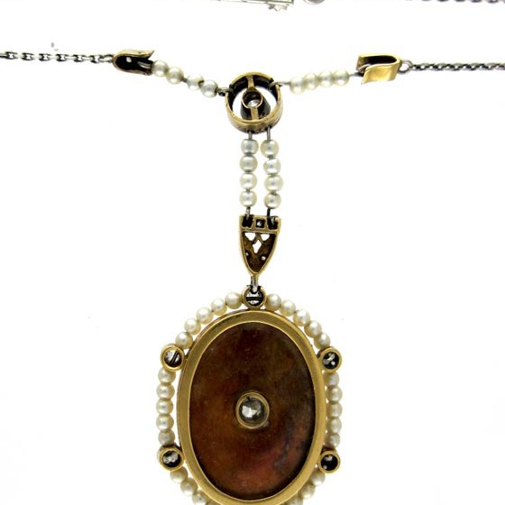 Diamond Art Deco Lapis Pendant