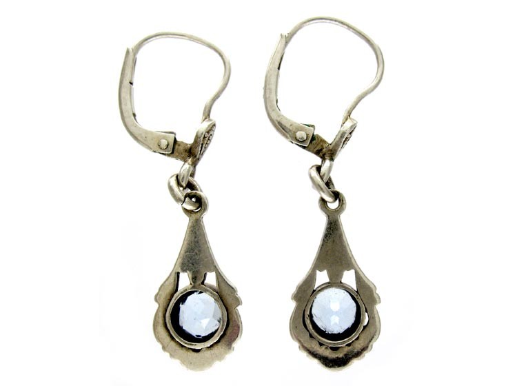 Silver & Blue Paste Drop Earrings