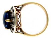 Edwardian Black Opal Diamond Set Ring