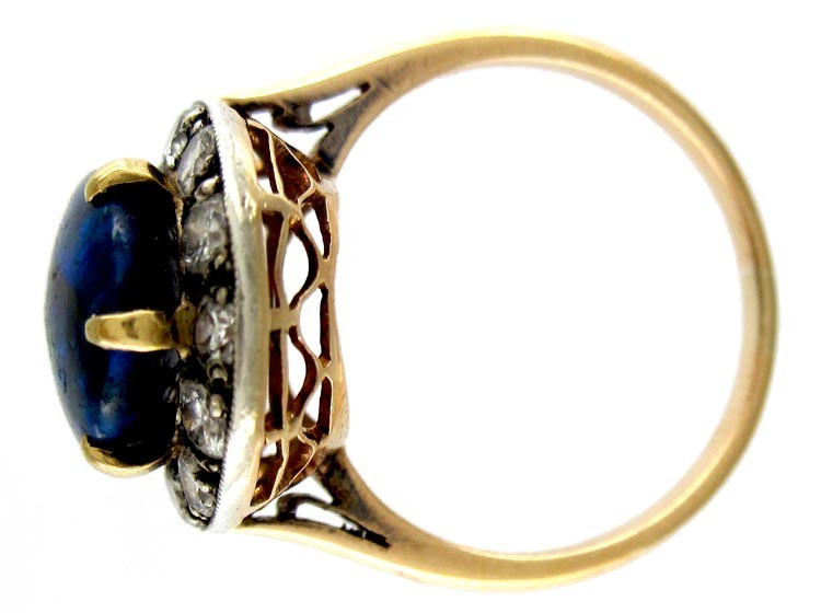 Edwardian Black Opal Diamond Set Ring