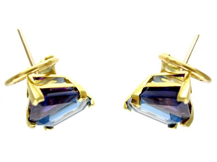 Blue Topaz & Amethyst Earrings